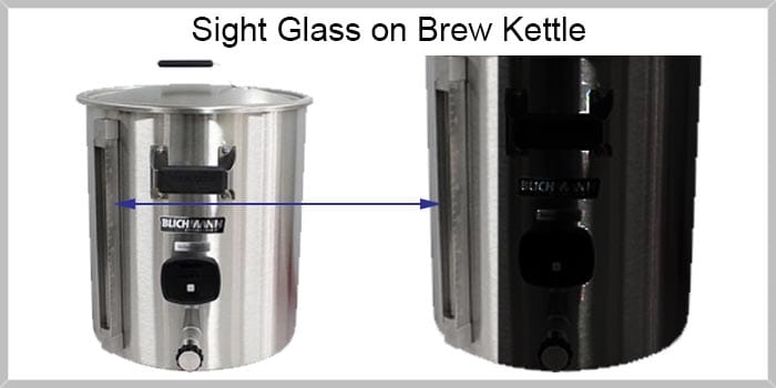 Sight glass on a brew kettle.