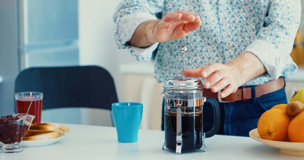 Coffee being brewed in French press