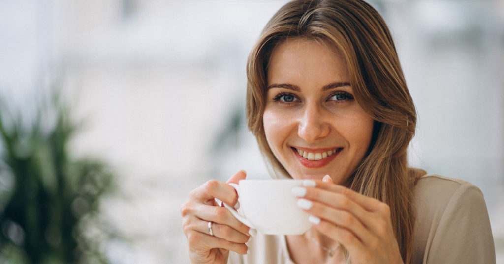 women how to start drinking coffee to show enjoyment